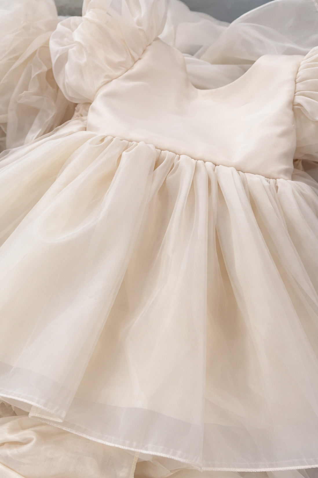 Adele in Antique Cream Flower Girl Dress