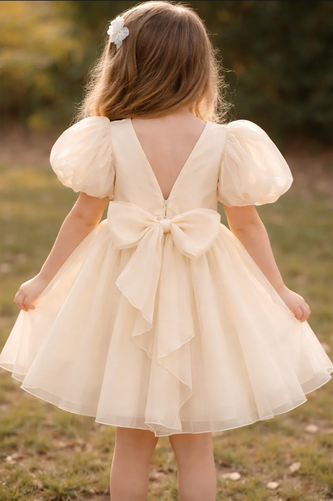 Adele in Antique Cream Flower Girl Dress