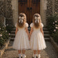 Adele in Antique Cream Flower Girl Dress
