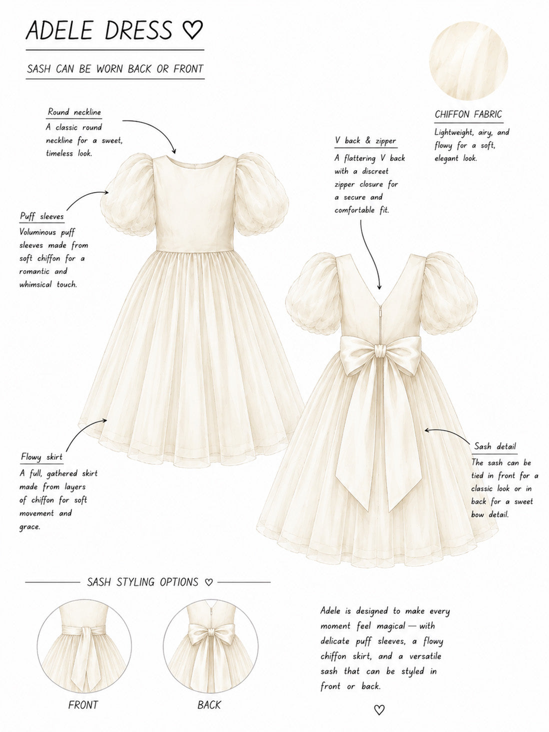 Adele in Antique Cream Flower Girl Dress
