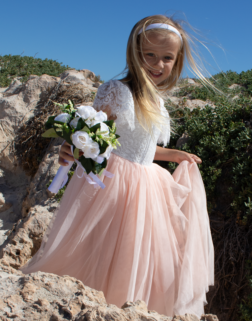 Anastasia in Blush/Apricot ~ Party or Flower Girl Dress
