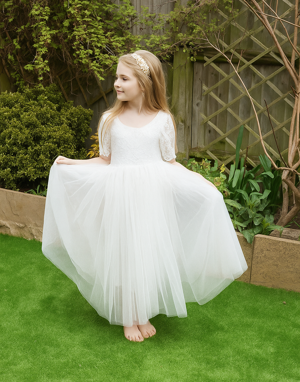 Anastasia in Ivory White ~ Party or Flower Girl Dress