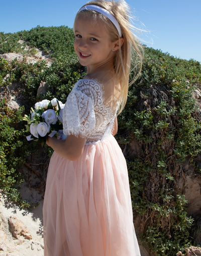Anastasia in Blush/Apricot ~ Party or Flower Girl Dress