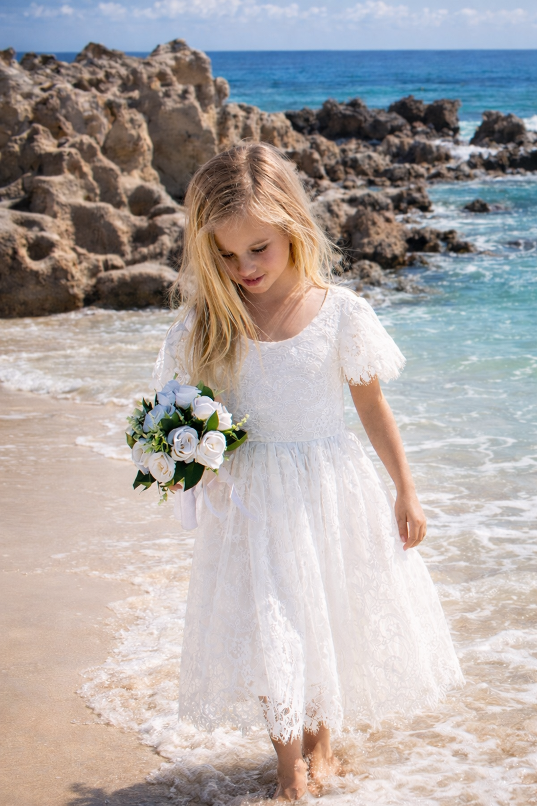 Anya in Ivory White ~ Party or Flower Girl Dress