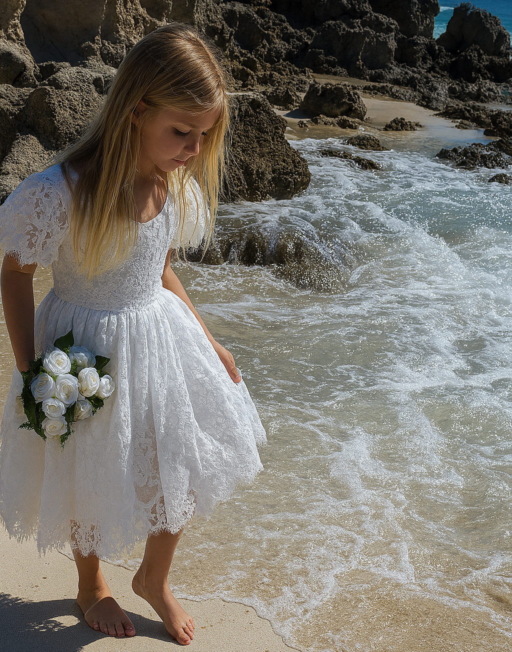Anya in Ivory White ~ Party or Flower Girl Dress