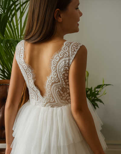 Aria in Ivory White Party or Flower Girl Dress