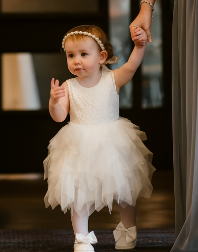 Aria in Ivory White Party or Flower Girl Dress