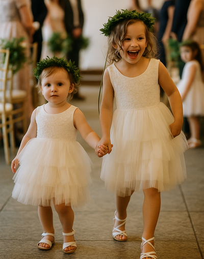 Aria in Ivory White Party or Flower Girl Dress