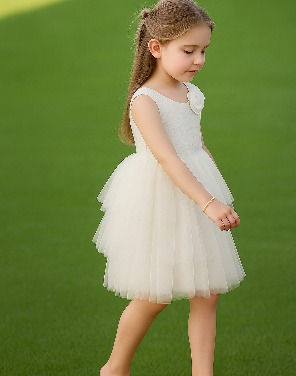Aria in Ivory White Party or Flower Girl Dress
