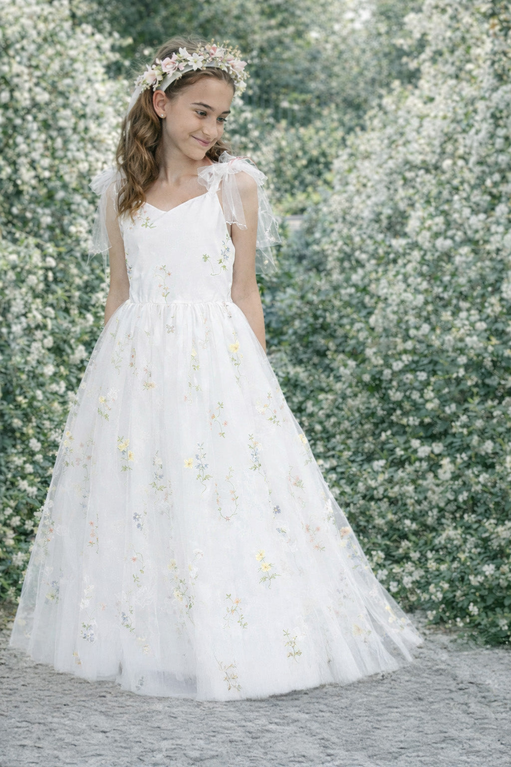 Athena Full Length ~ Ivory White Party or Flower Girl Dress