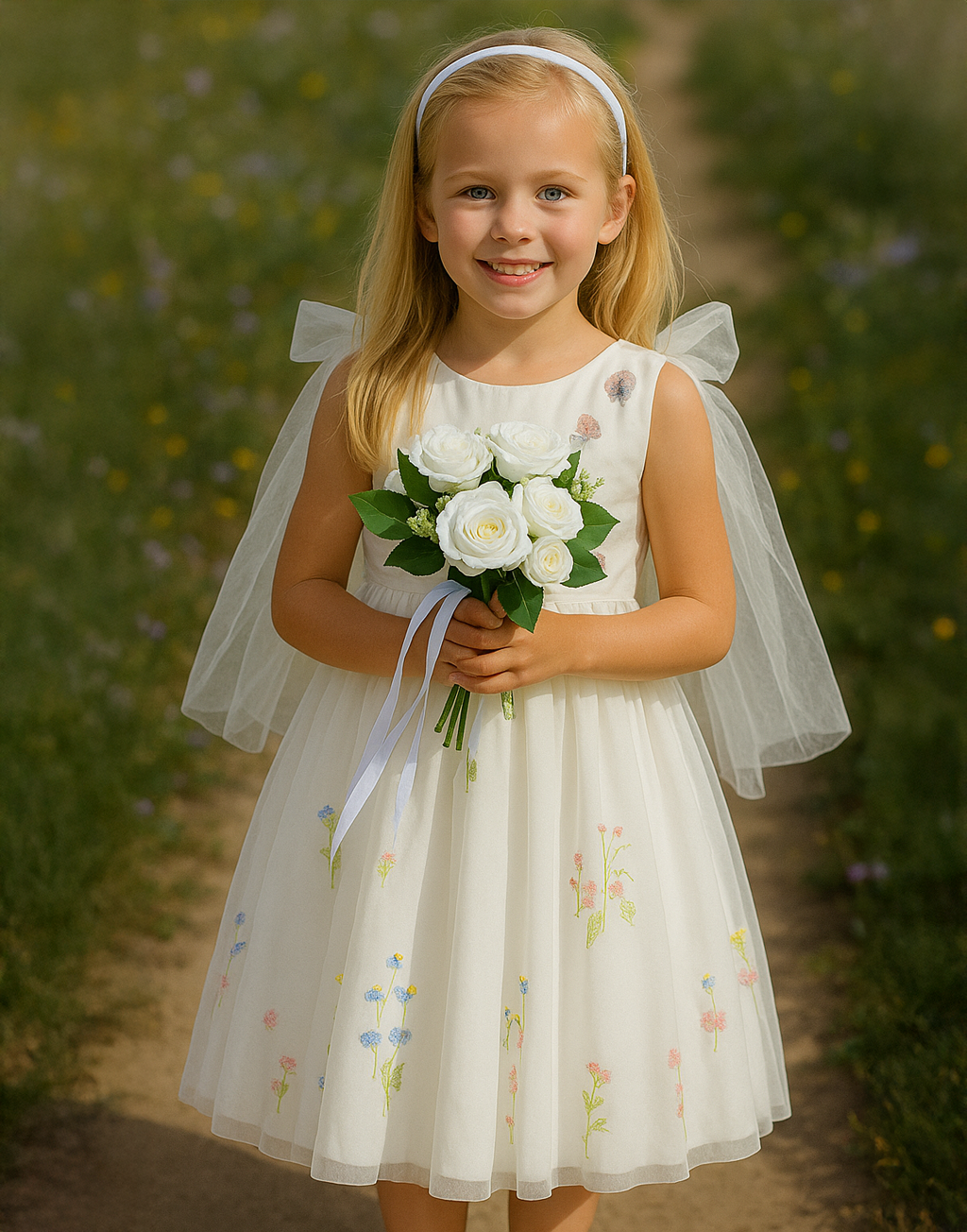 Athena ~  Ivory White Party or Flower Girl Dress