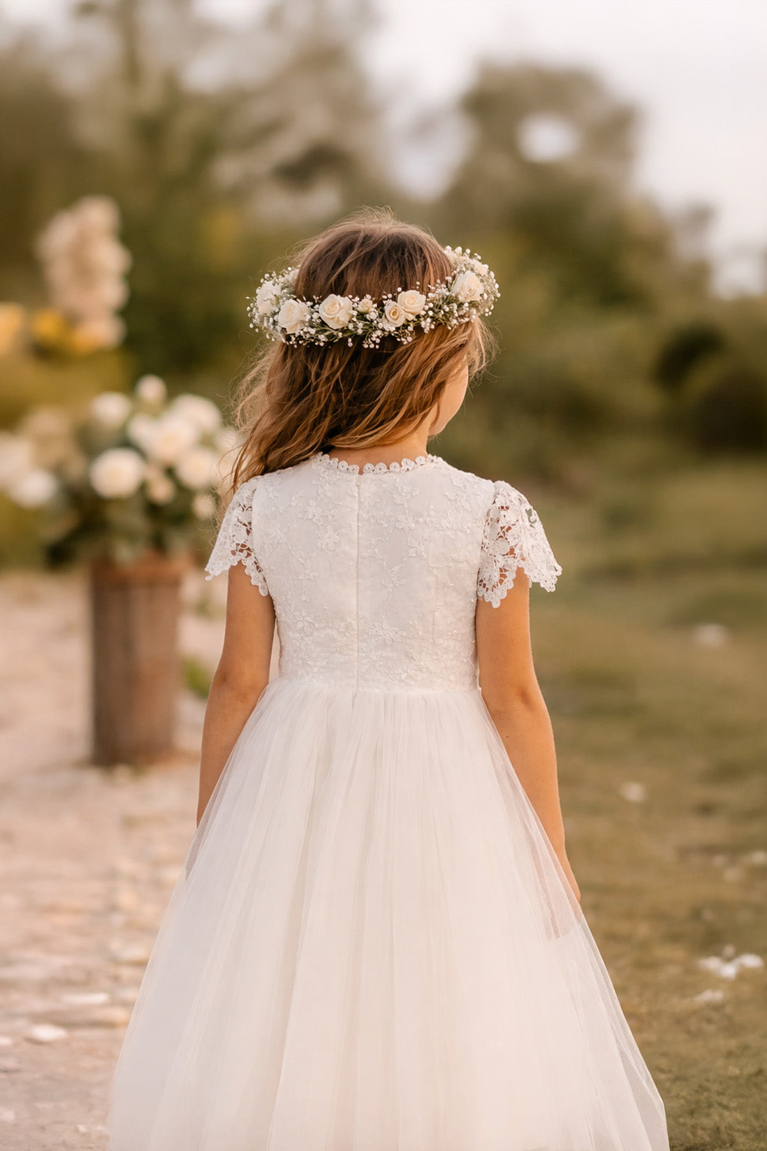 Audrey in Ivory White ~ Party or Flower Girl Dress