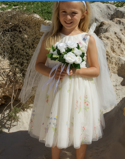 Athena ~  Ivory White Party or Flower Girl Dress