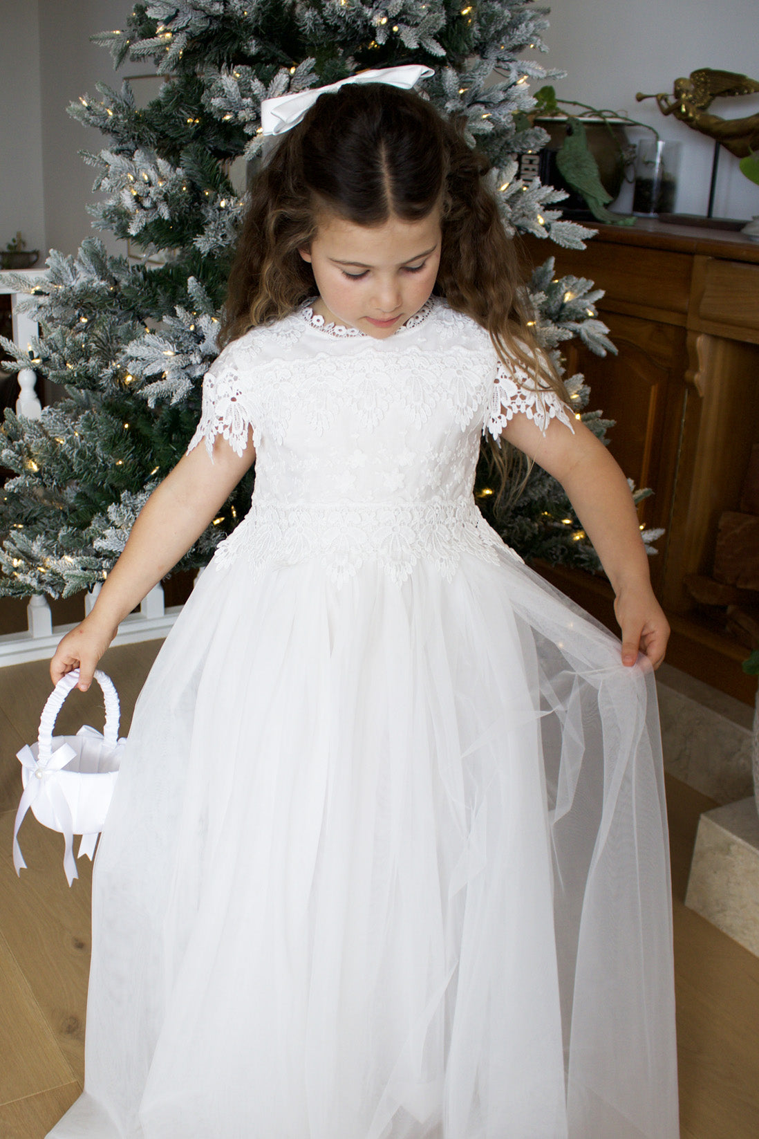 Audrey in Ivory White ~ Party or Flower Girl Dress