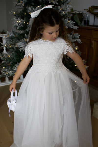 Audrey in Ivory White ~ Party or Flower Girl Dress