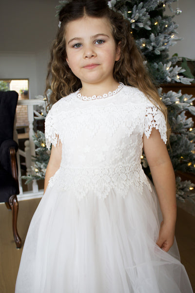 Audrey in Ivory White ~ Party or Flower Girl Dress