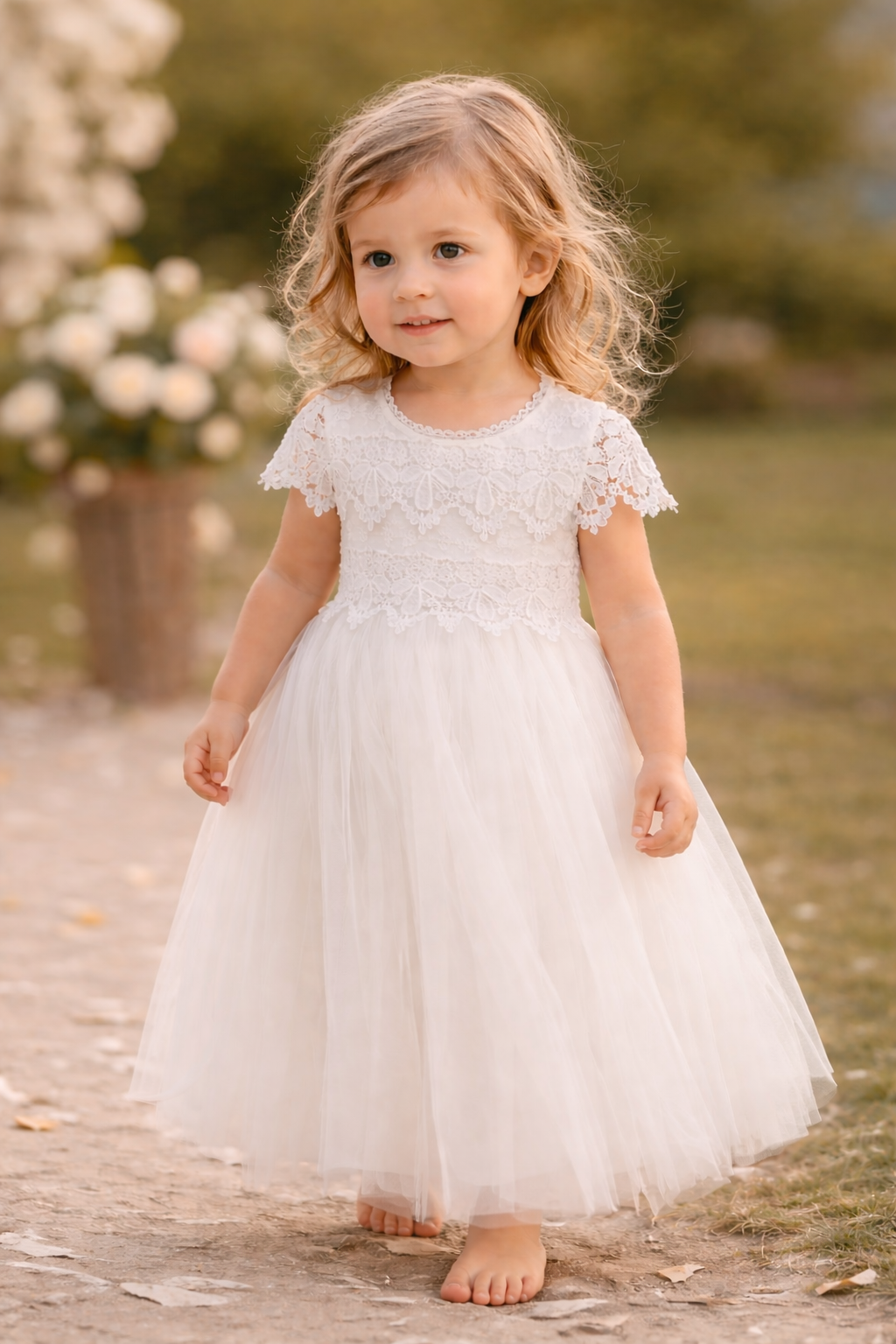 Audrey in Ivory White  (Baby + Toddler) ~ Party or Flower Girl Dress