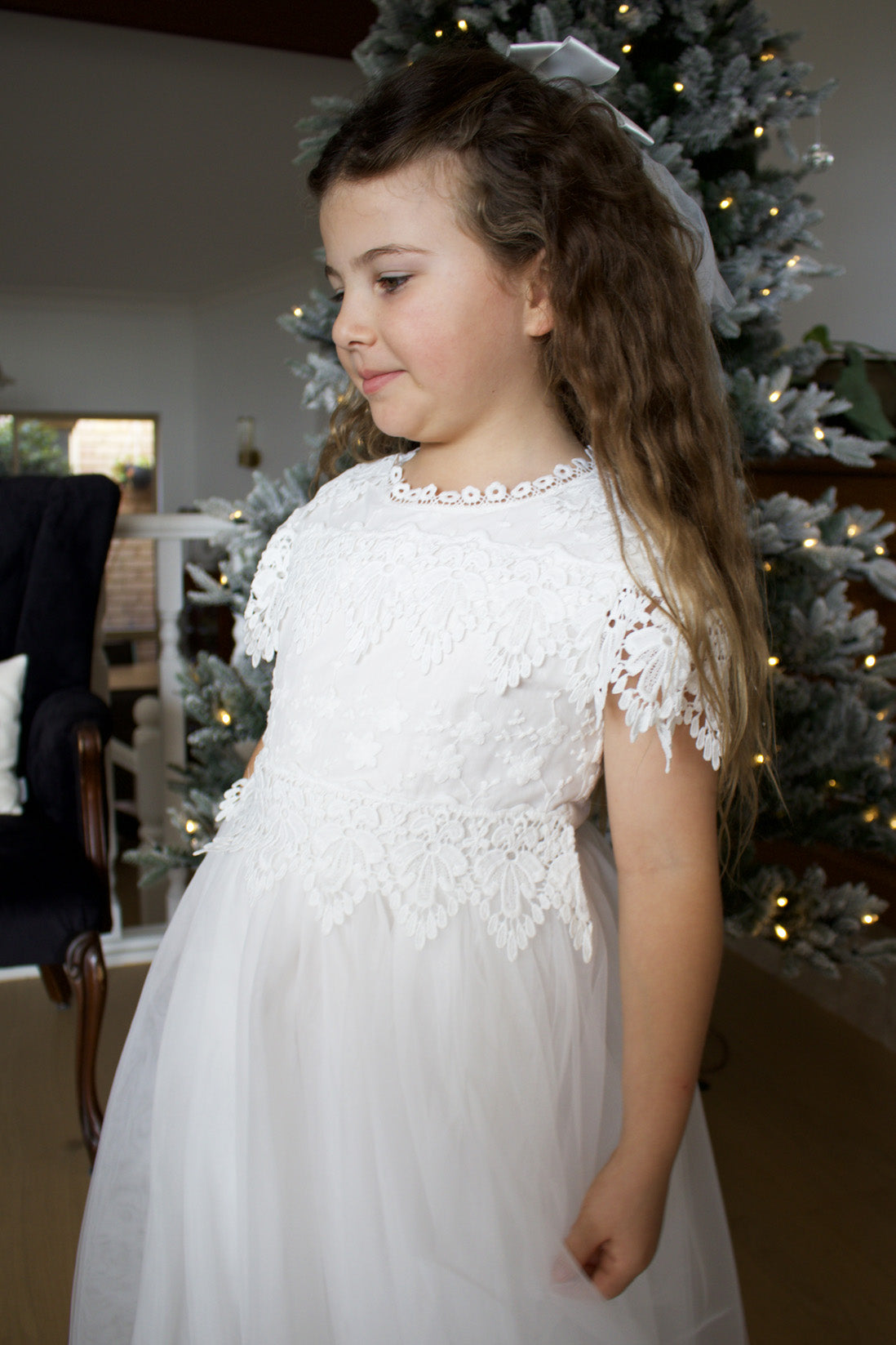 Audrey in Ivory White ~ Party or Flower Girl Dress