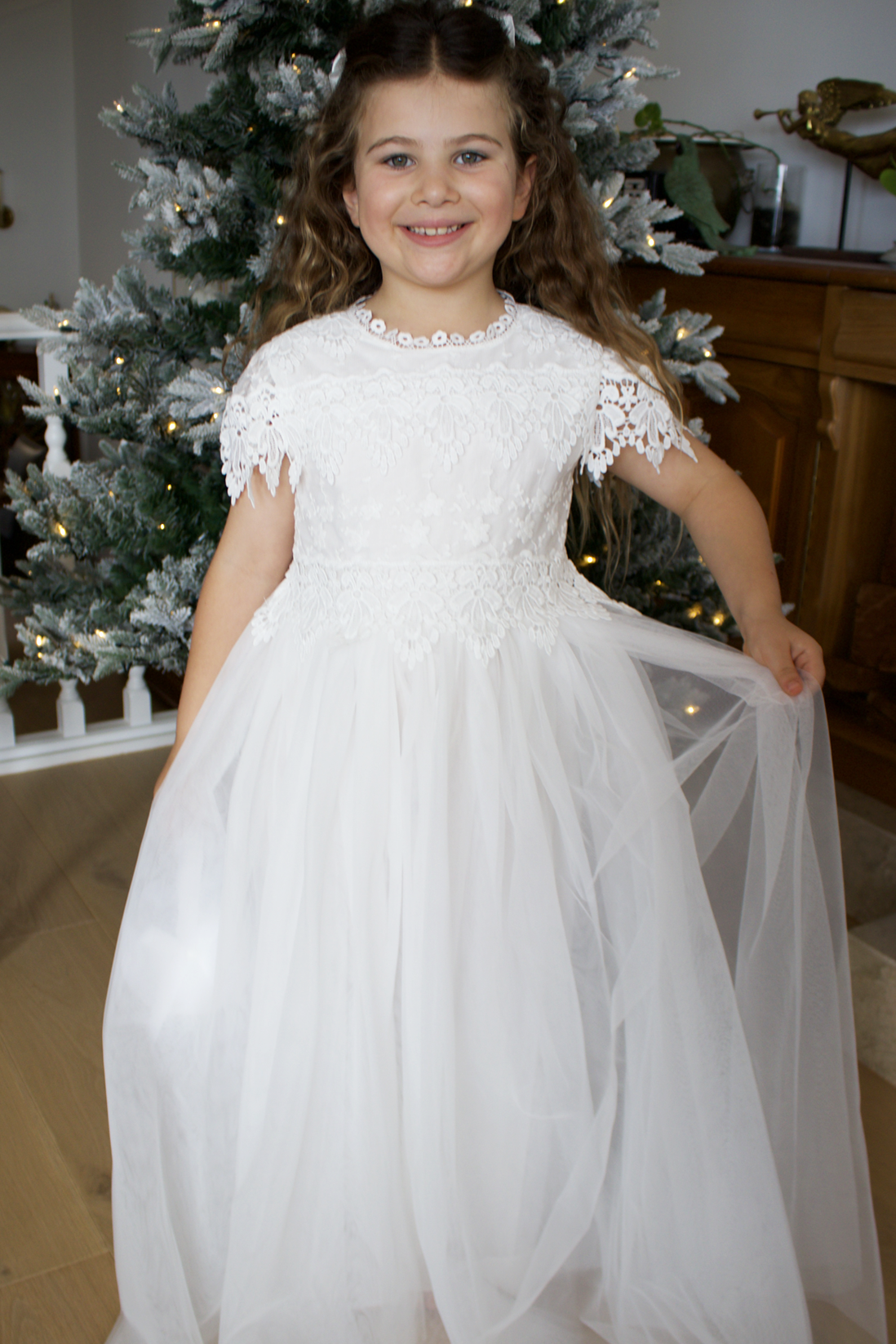 Audrey in Ivory White ~ Party or Flower Girl Dress