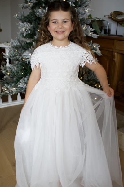 Audrey in Ivory White ~ Party or Flower Girl Dress