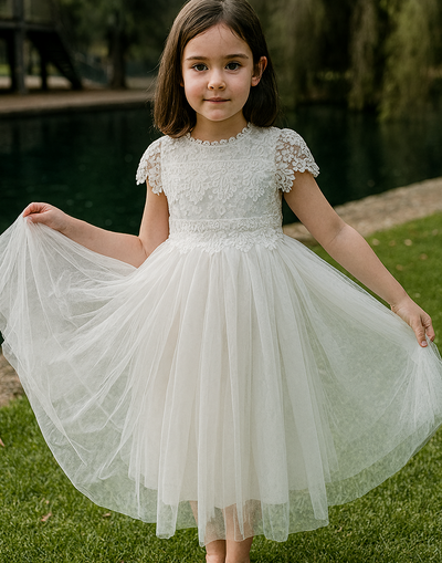 Audrey in Ivory White ~ Party or Flower Girl Dress
