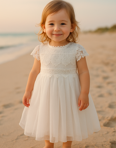 Audrey in Ivory White  Baby + Toddler) ~ Party or Flower Girl Dress