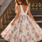 Aurora in Ivory White and Floral Party Girl Dress
