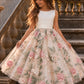 Aurora in Ivory White and Floral Party Girl Dress