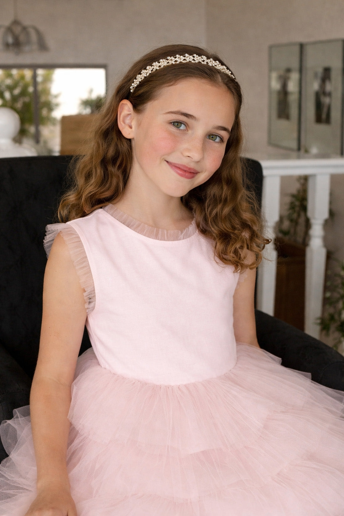 Azura (Ages 3-Adult) with a pink satin drawstring bag.