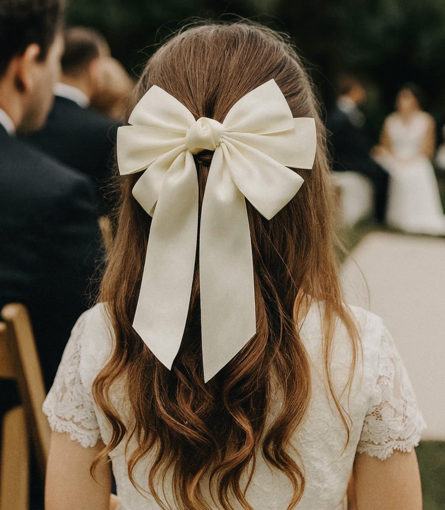 Adele in Antique Cream Flower Girl Dress