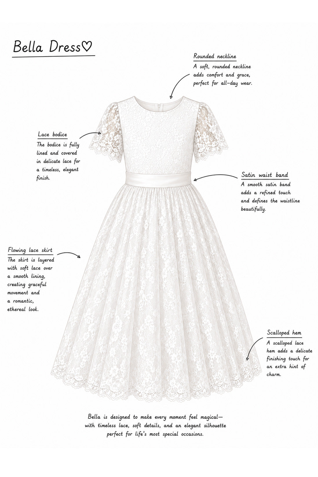 Bella Ivory White - Flower Girl or Ceremonial Dress