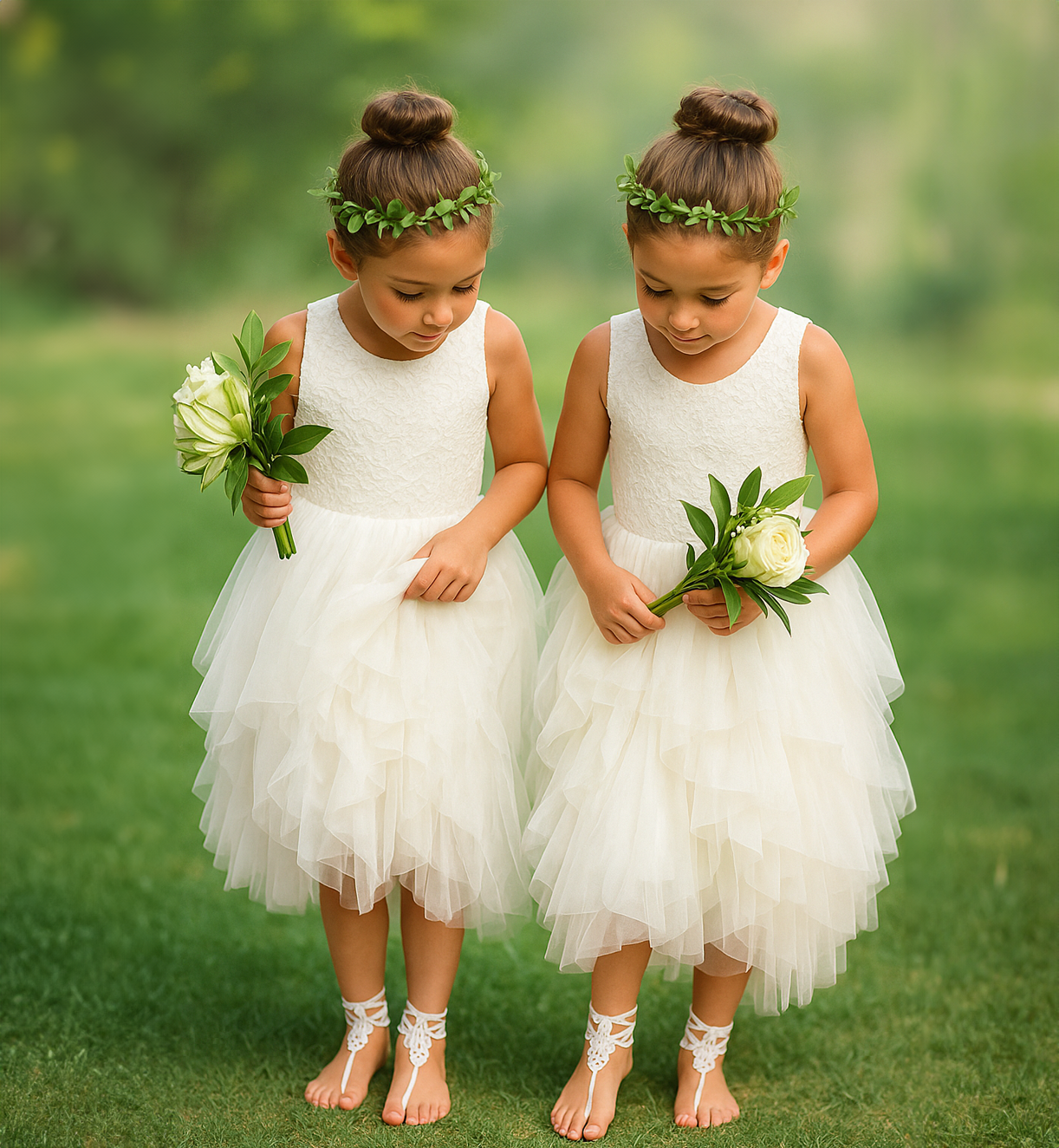 Bess in Ivory White Luxurious Tulle Flower Girl | Party Dress