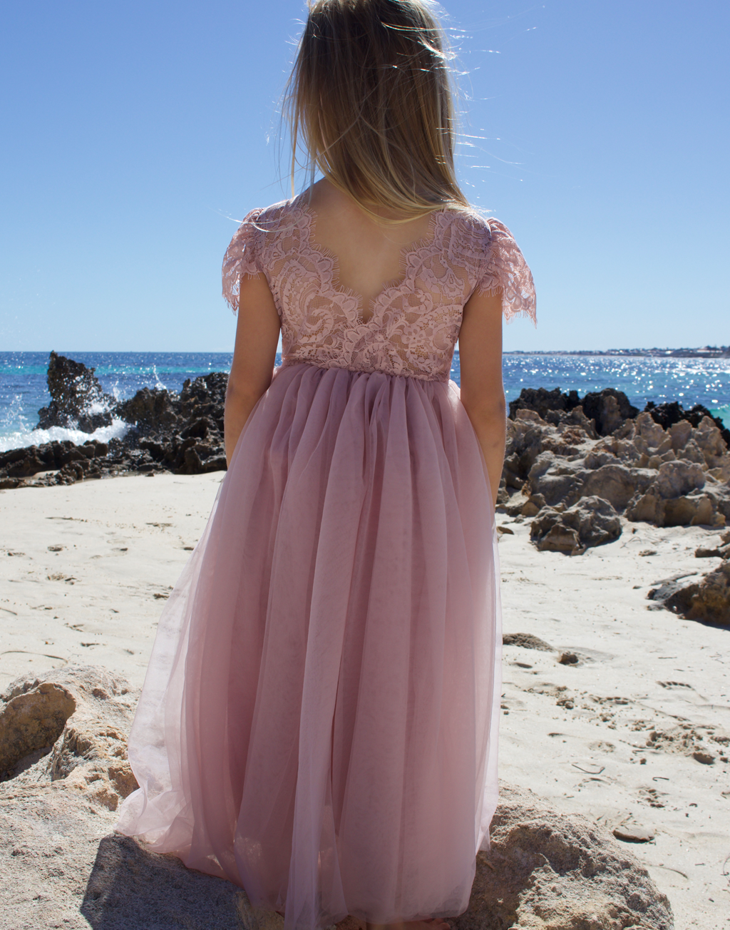Pink Beachy Flower Girl Dresses Blossom In Dusty Rose Flower Girl