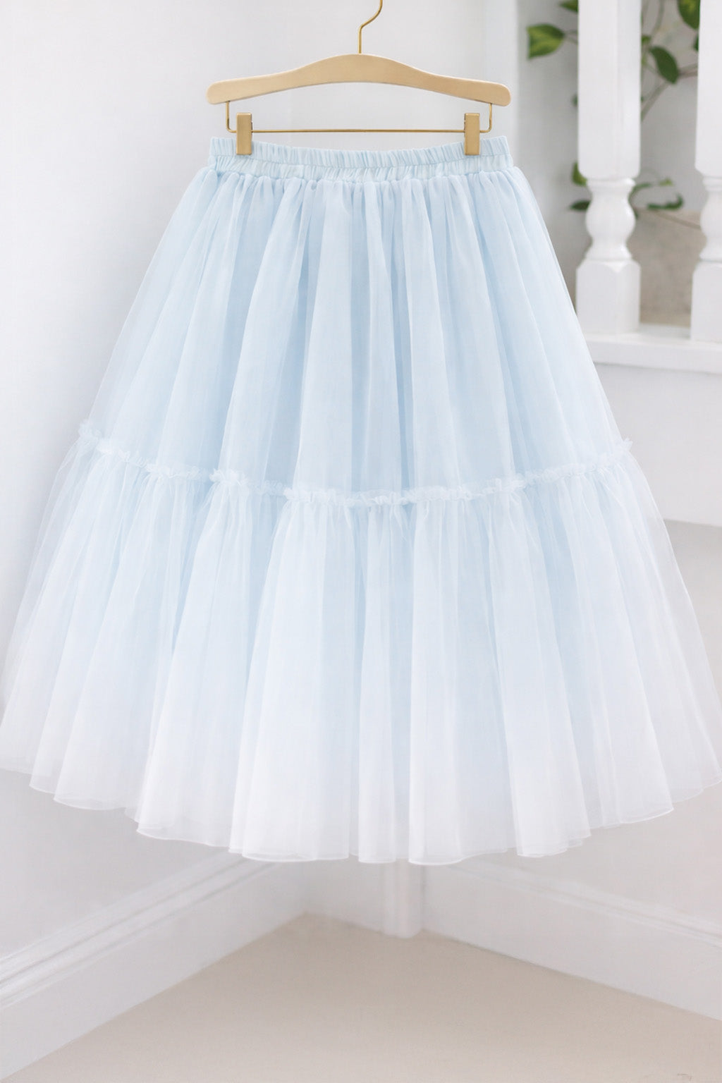 Willow Tutu in Porcelain Sky + Pink Satin Drawstring bag