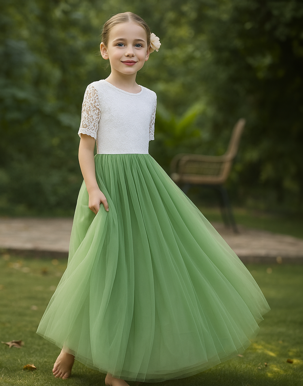 Bonnie in Apple Green ~ Party or Flower Girl Dress