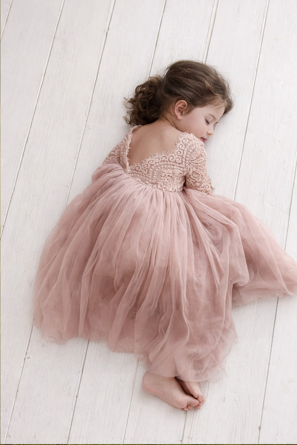 Celestial in Dusty Rose ~ Party or Flower Girl Dress with Flower Sash