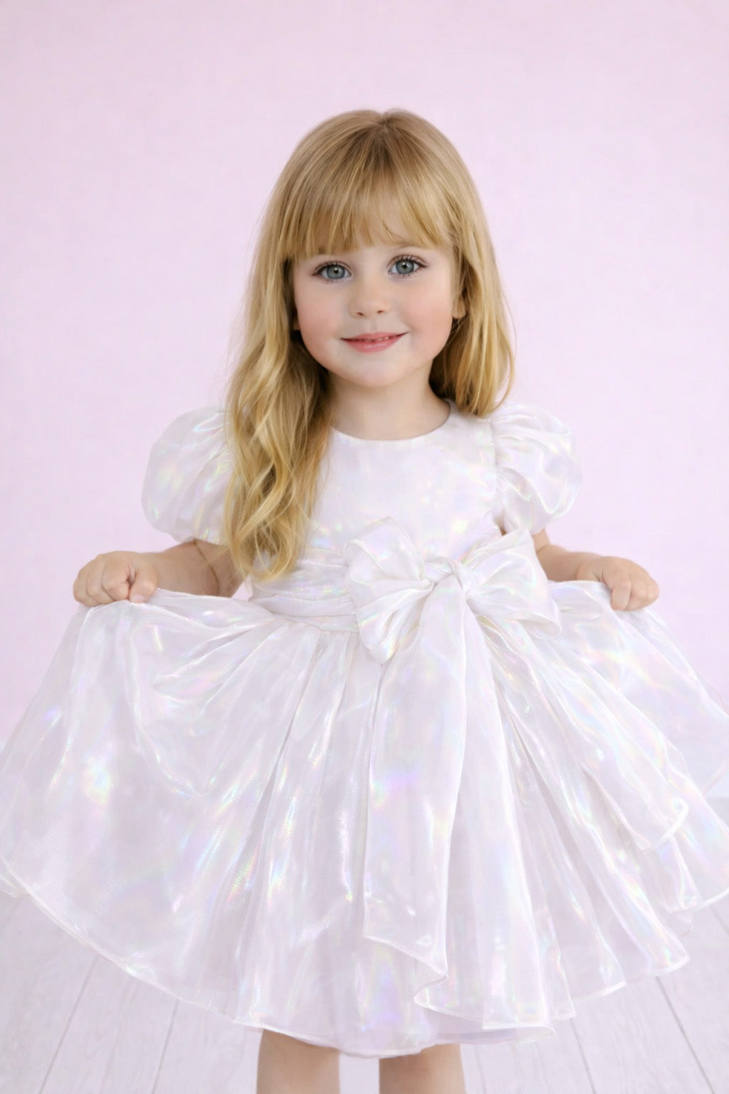 Cinnamon in White Party Girl or Flower Girl Dress