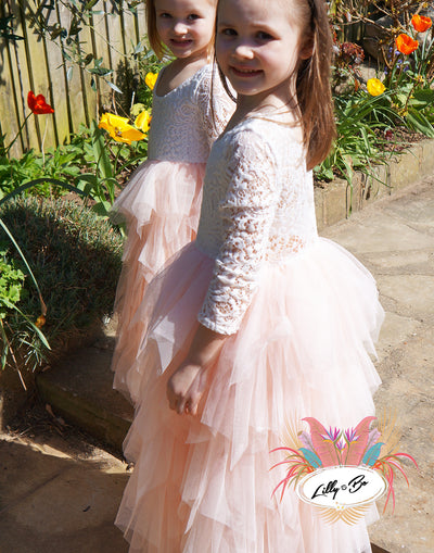 Coco in Blush/Apricot~ Luxurious Tulle Flower Girl | Party Dress