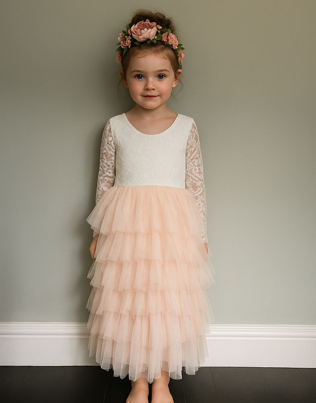 Coco in Blush/Apricot~ Luxurious Tulle Flower Girl | Party Dress