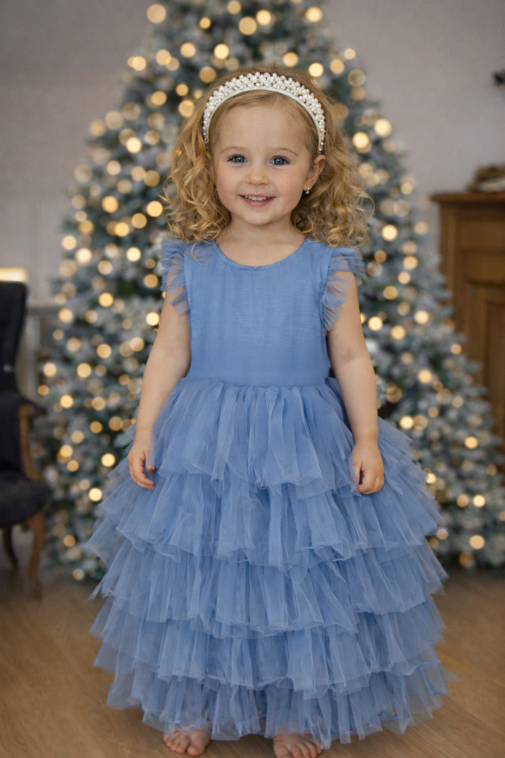 Sapphire (Baby + Toddler) in Cornflower Blue ~ Luxurious Party Dress