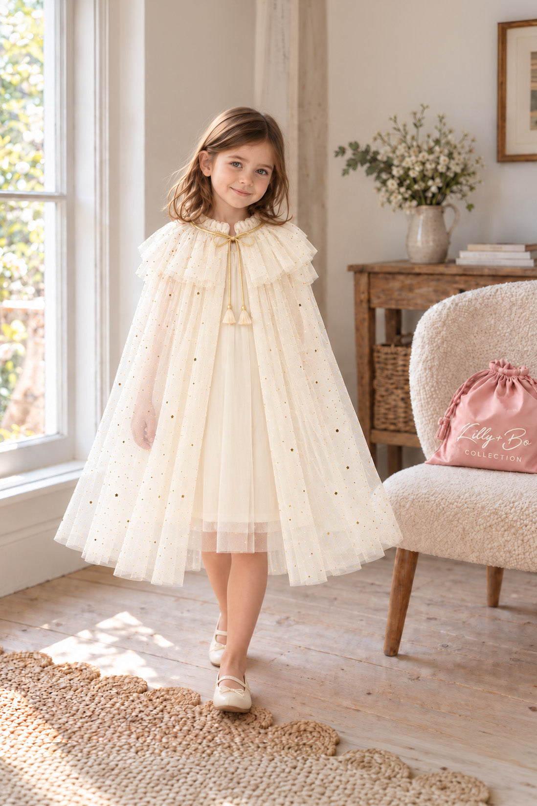 Alicia Cape ~ A Perfect Christmas Gift For Girls with a Pink Satin Drawstring Bag