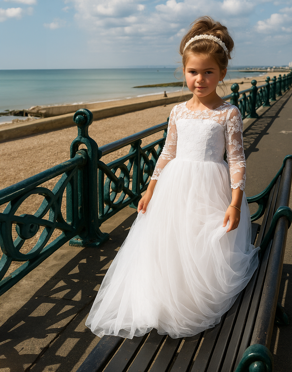 Cynthia in Ivory White (Baby + Toddler) - Flower Girl or Communion Dress
