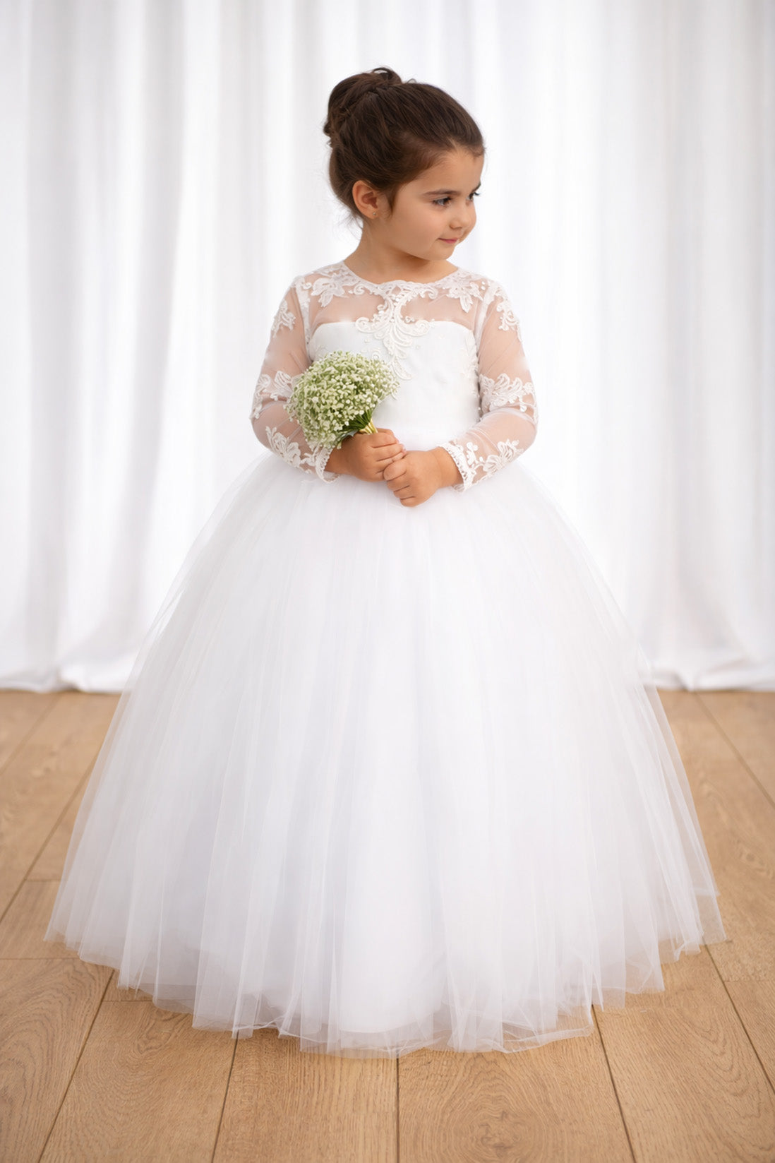 Cynthia in Ivory White - Flower Girl or Communion Dress