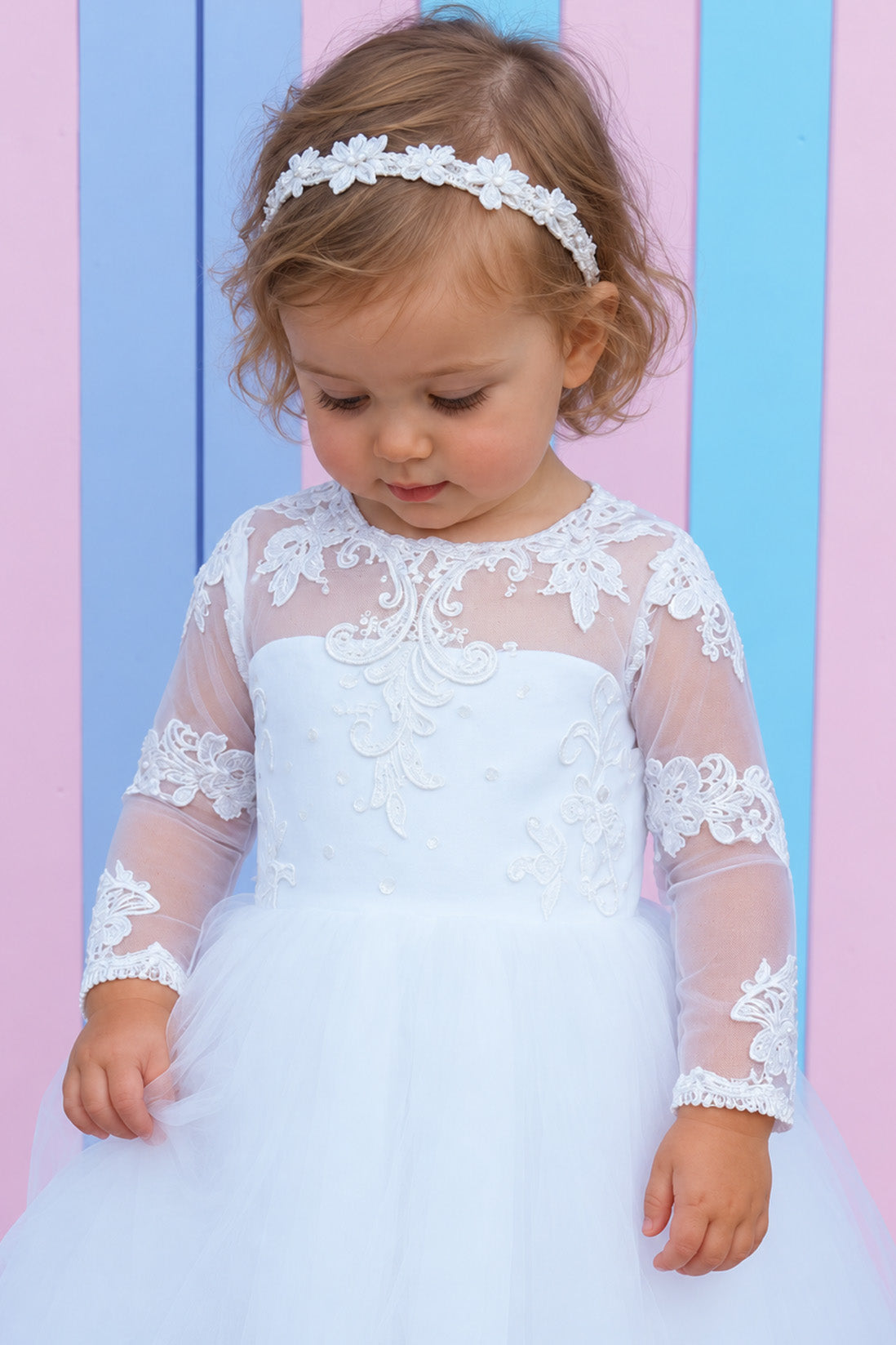Cynthia in Ivory White (Baby + Toddler) - Flower Girl or Communion Dress