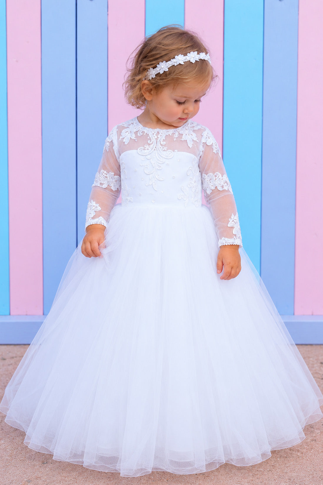 Cynthia in Ivory White (Baby + Toddler) - Flower Girl or Communion Dress