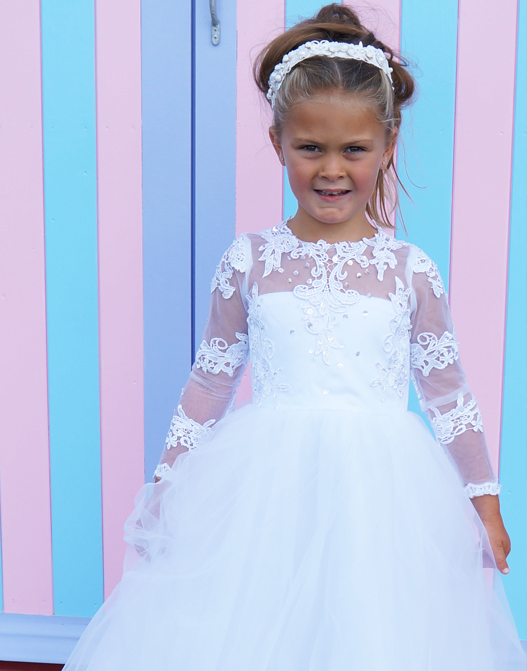 Cynthia in Ivory White - Flower Girl or Communion Dress