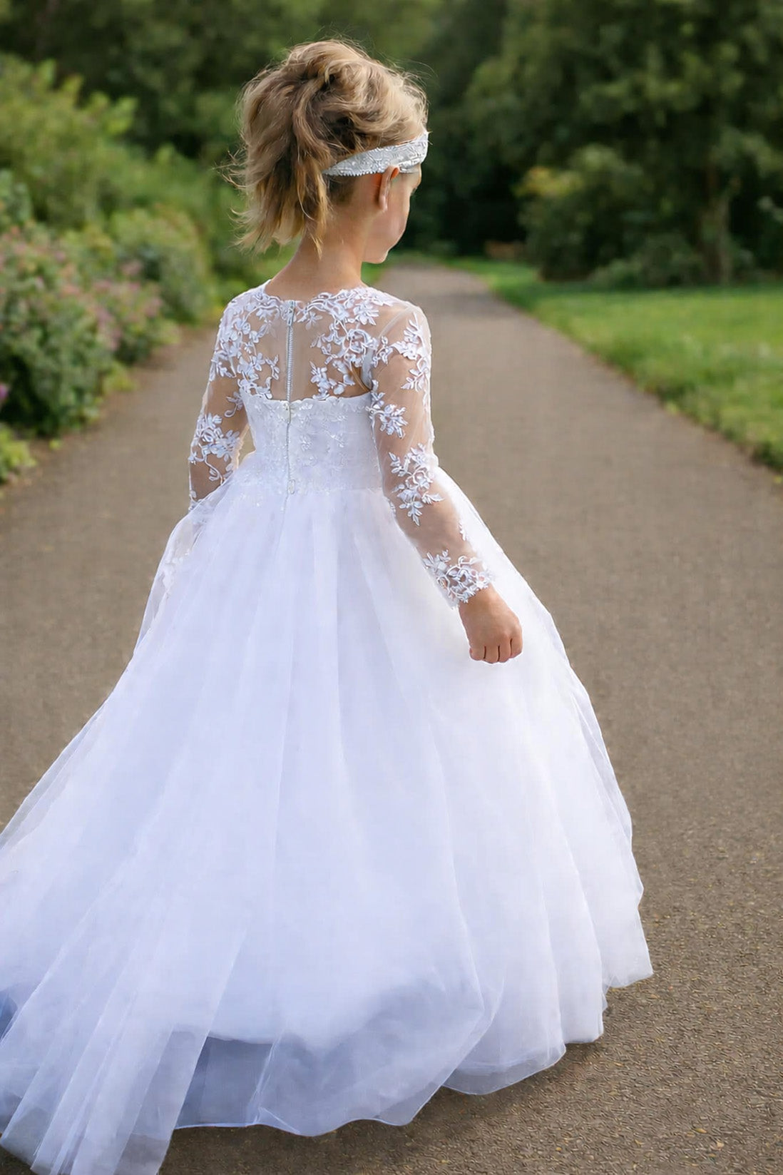 Cynthia in Ivory White - Flower Girl or Communion Dress