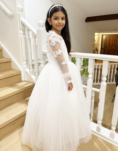 Cynthia in Ivory White - Flower Girl or Communion Dress