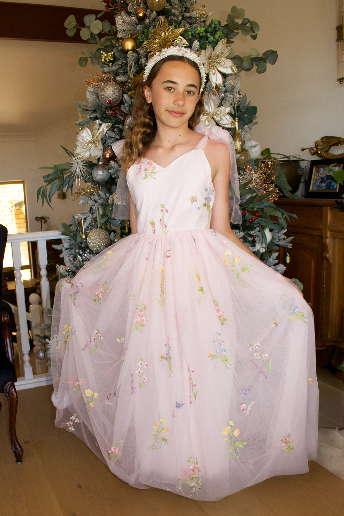 Athena Full Length ~ Blush Pink Party or Flower Girl Dress