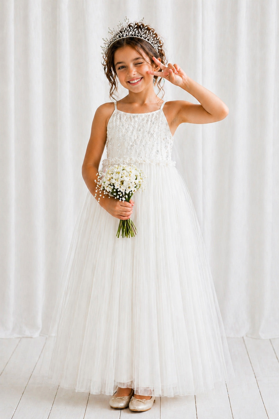 PREORDER - Daisy ~ Ivory White Party Girl Dress /Flower Girl Dress